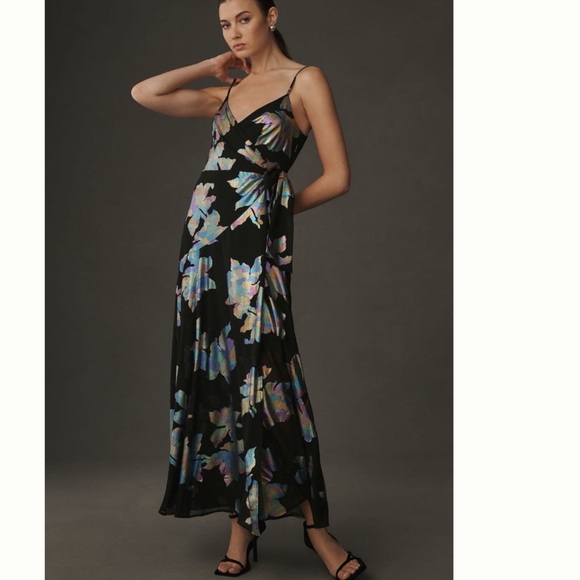 MWT Anthropologie Hutch Iridescent Floral Wrap Maxi Dress S Petite - Picture 9 of 17
